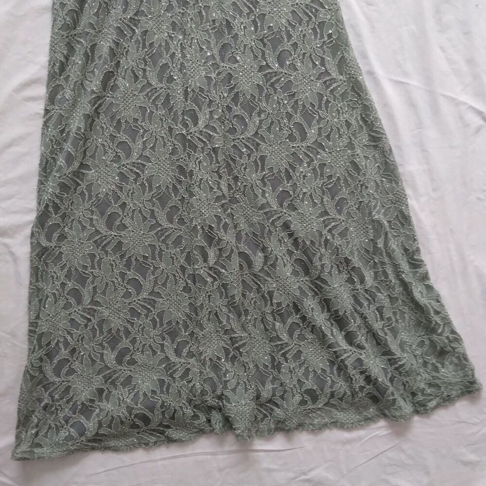 One by Eight Dress Gown Green Lace Overlay Regencycore Bridgerton Womens Size 6 - Picture 14 of 16